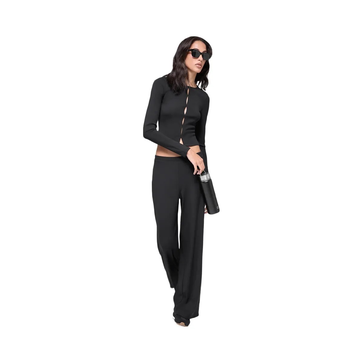 Alo Women's Mid-Rise Dreamlight Straight Pant - Black - HypeFly India View 5