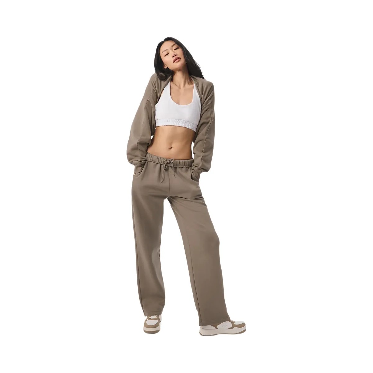 Alo Women's Scoop Neck Sweatshirt Bra - White - HypeFly India View 4