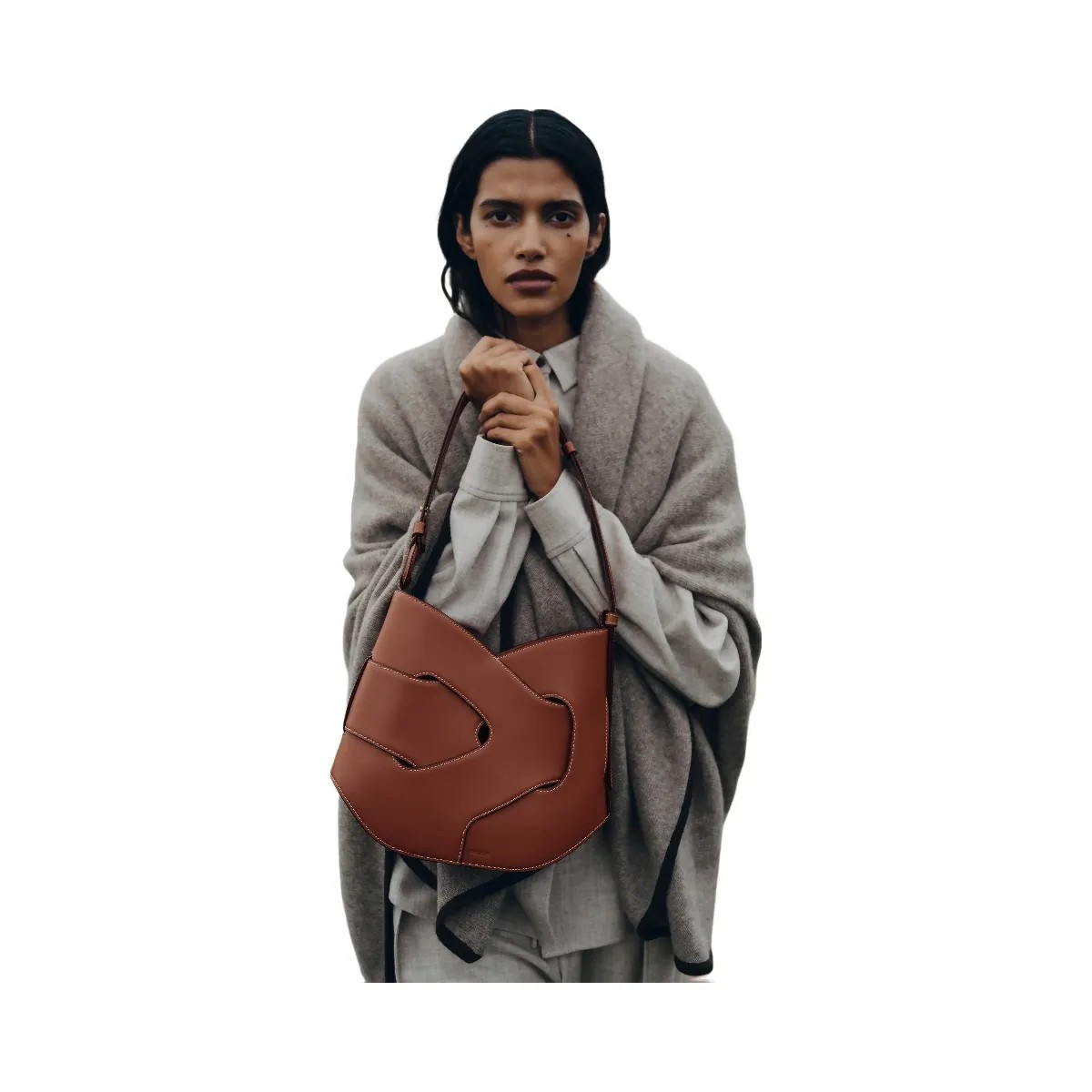 Polene Nodde Hobo Smooth Cognac - HypeFly India View 3