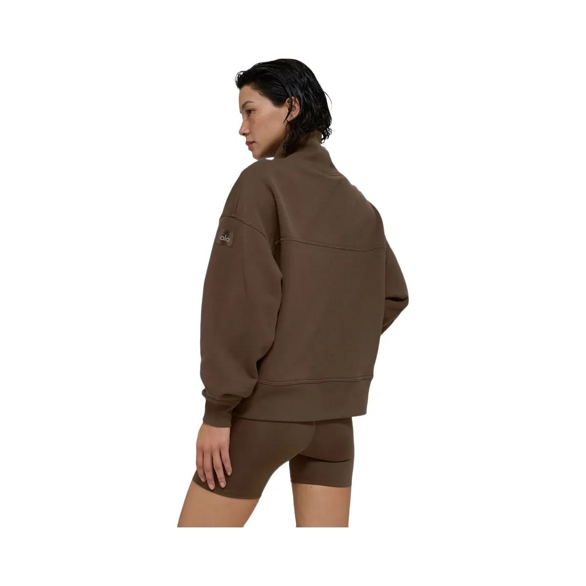 Alo Women's Hazy Mock Neck Pullover - Espresso - HypeFly India View 3