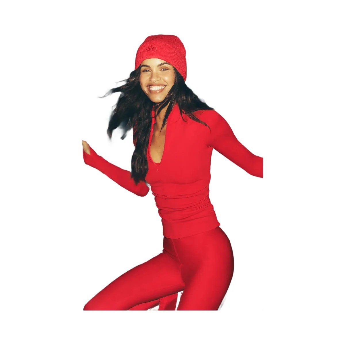 Alo Women's Airlift Winter Warm 1/4 Zip Long Sleeve - Bright Red - HypeFly India View 6