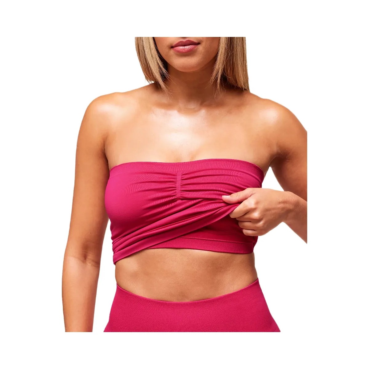 Gymshark Everyday Seamless Midi Tube Top - Build Pink - HypeFly India View 5