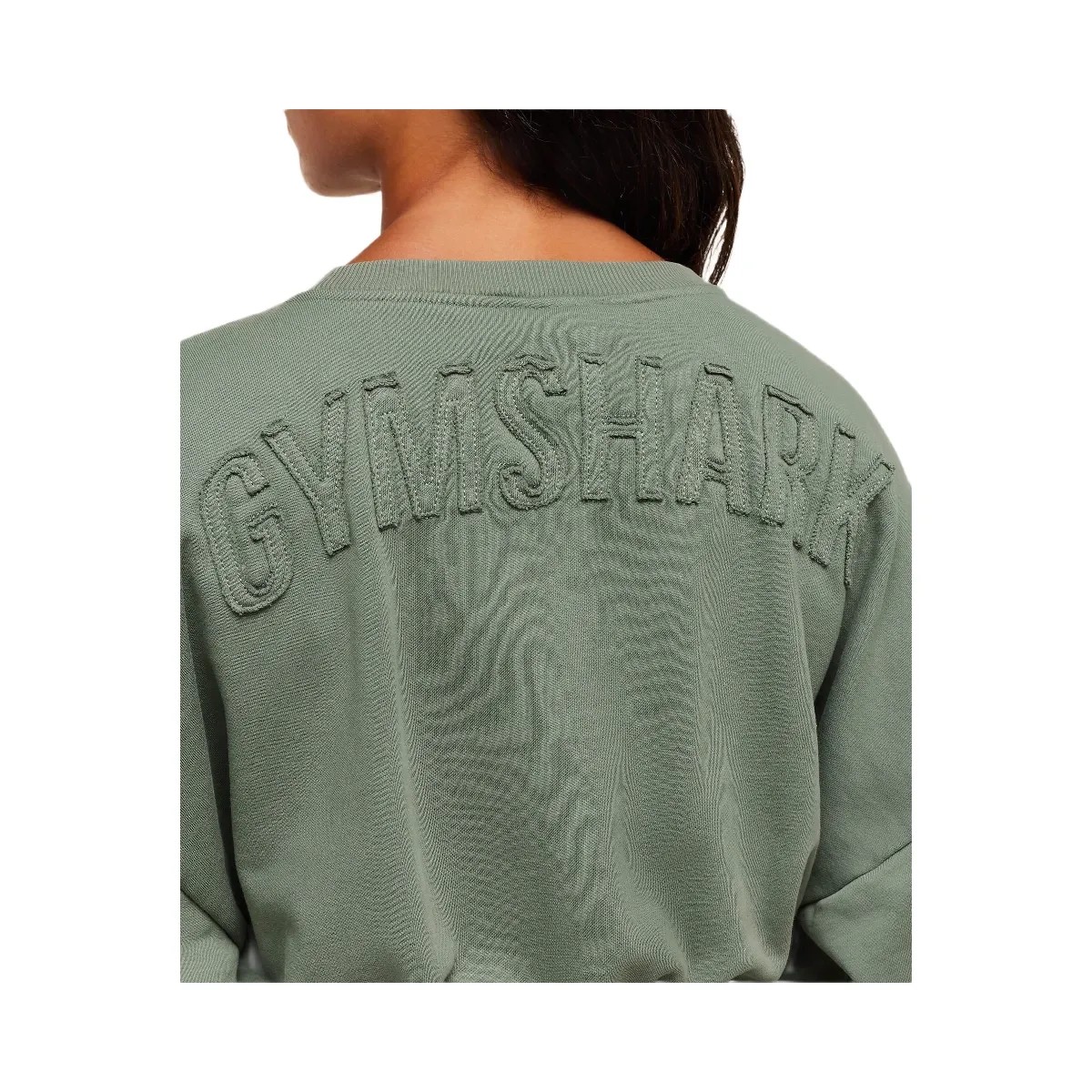 Gymshark Power Washed Sweat Top - Unit Green/Acid Wash Small Ball - HypeFly India View 2