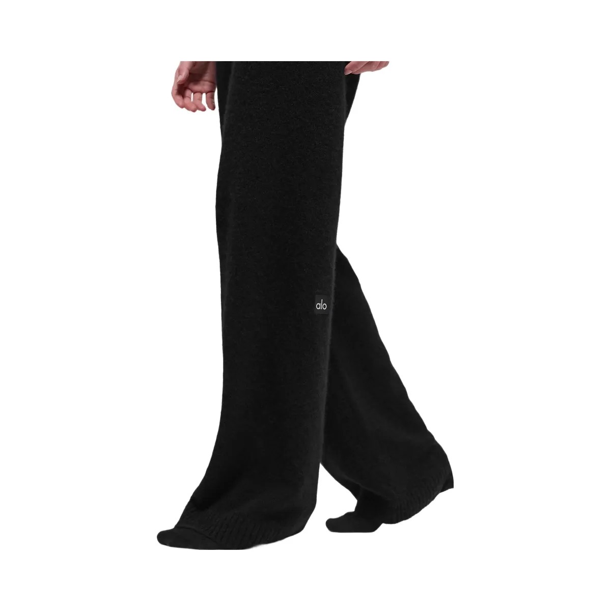 Alo Women's Wool Cashmere High-Waist New Class Wide Leg Pant - Black - HypeFly India View 3