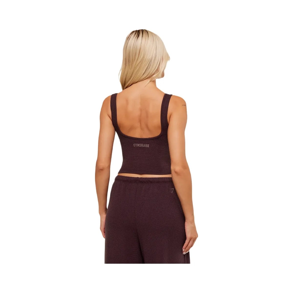 Gymshark Waffle Cropped Tank - Cherry Purple - HypeFly India View 2