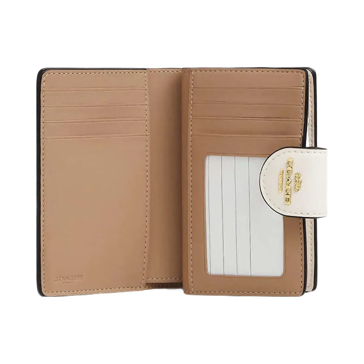 Coach Medium Corner Zip Wallet In Signature Canvas Signature Canvas-Gold-White-Chalk - HypeFly India View 2