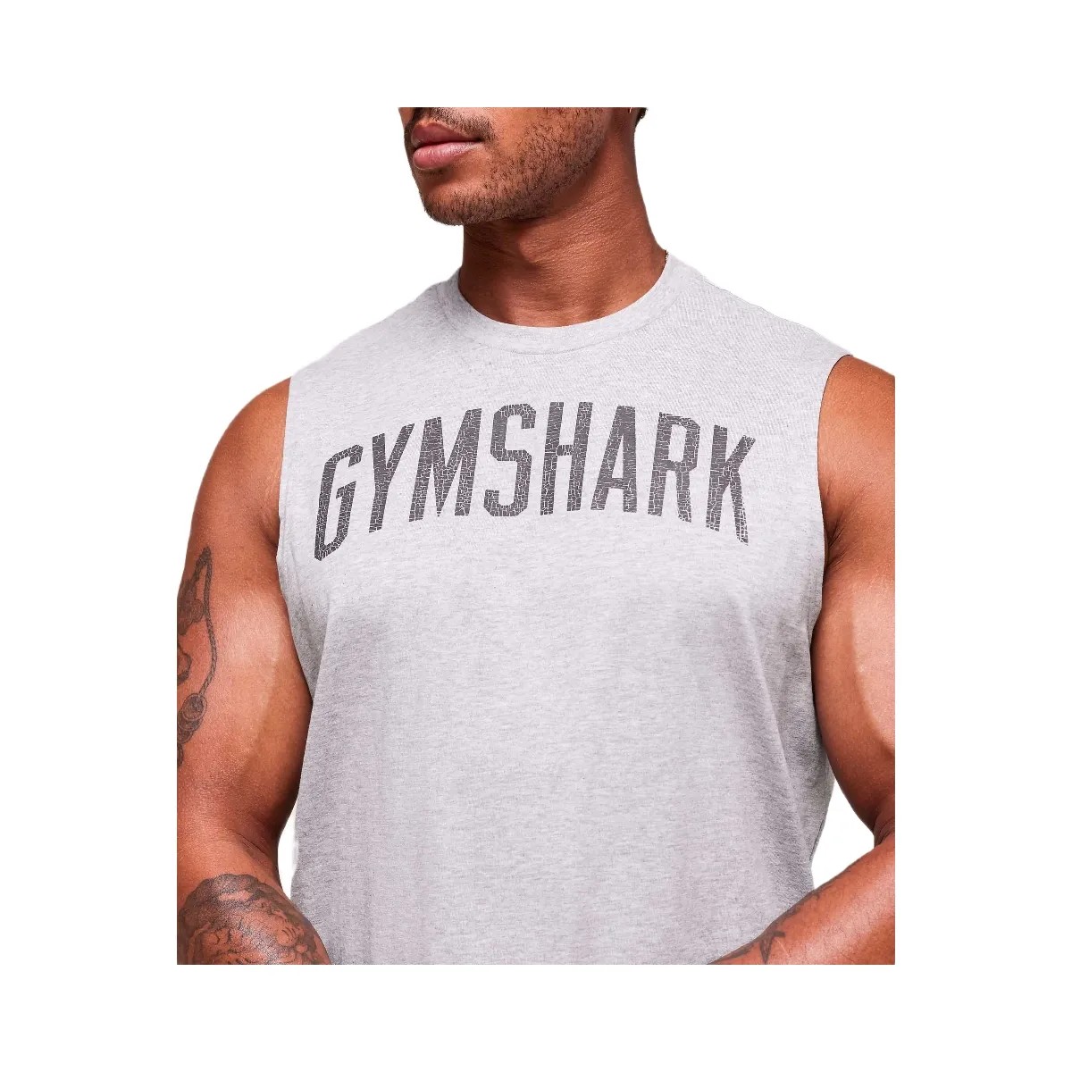 Gymshark Worn Graphic Tank - Light Grey Core Marl - HypeFly India View 2