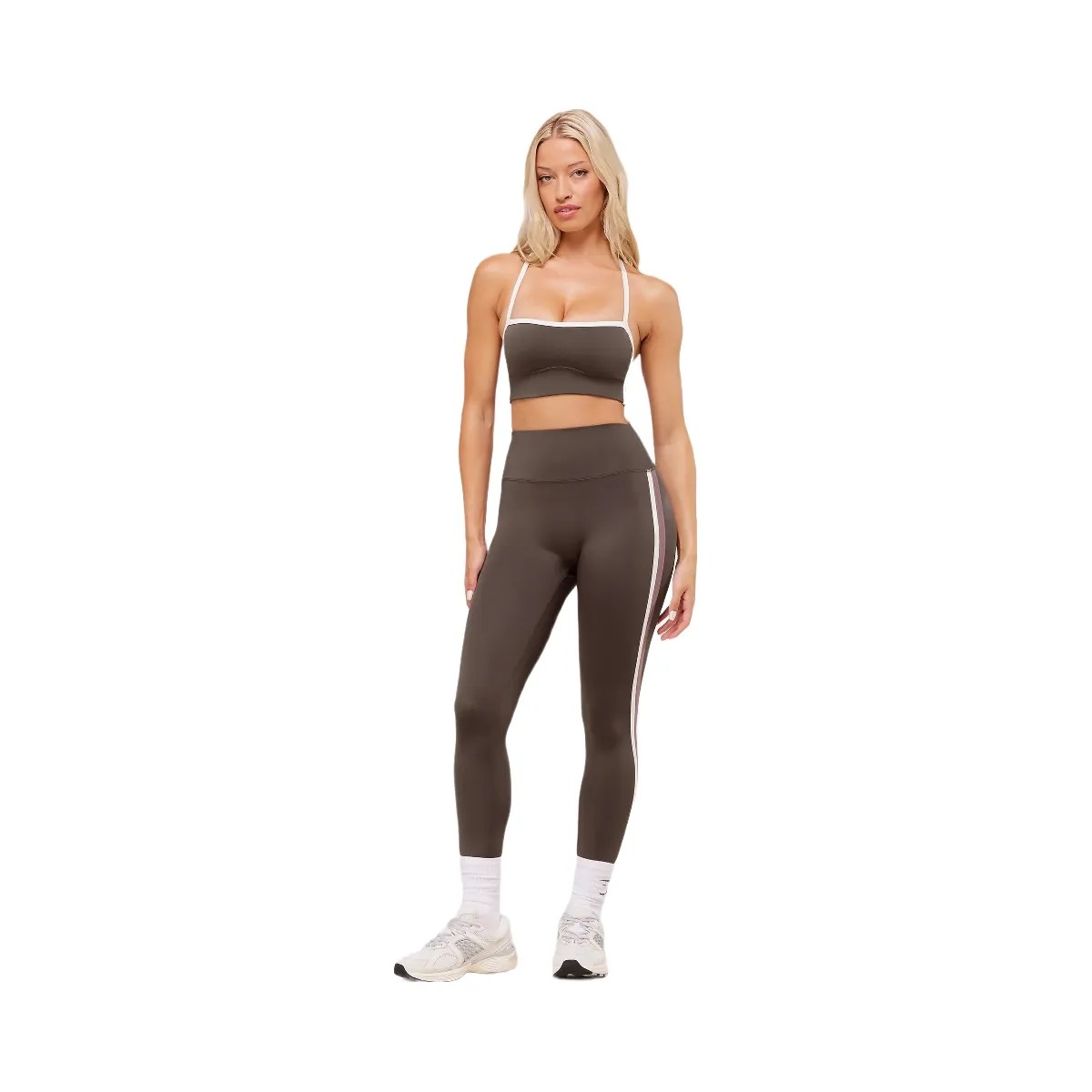 Gymshark Piping Legging - Walnut Brown/Chestnut Pink/Soft White - HypeFly India View 4