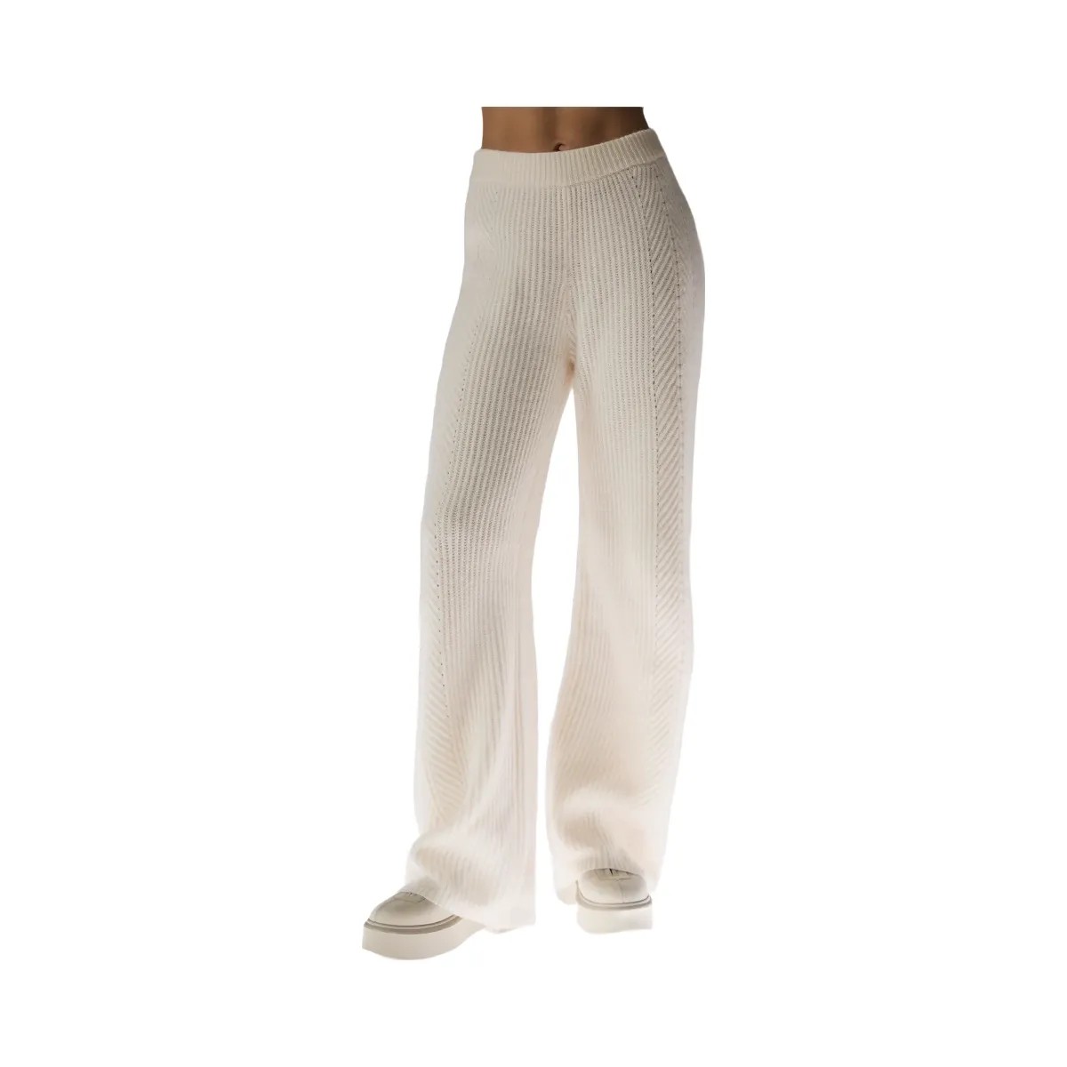 Alo Women's Winter Magic Cashmere Wide Leg Pant - Ivory - HypeFly India View 1