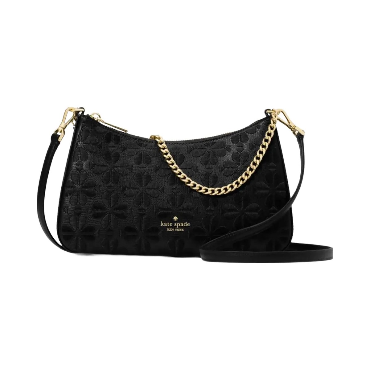 Kate Spade Flower Embroidered Medium Convertible Crossbody Black - HypeFly India View 1