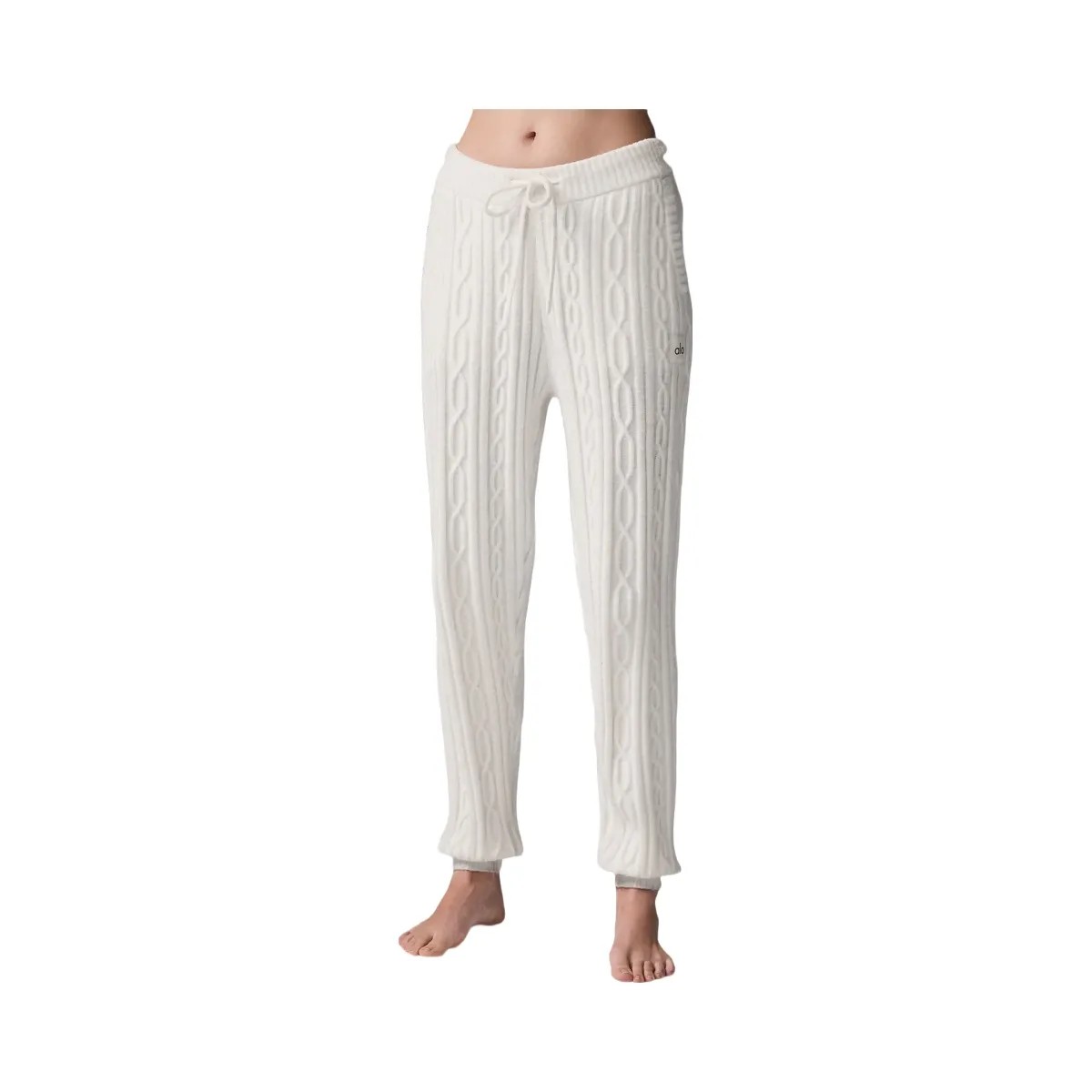 Alo Women's Cable Knit Winter Bliss Pant - Ivory - HypeFly India View 1