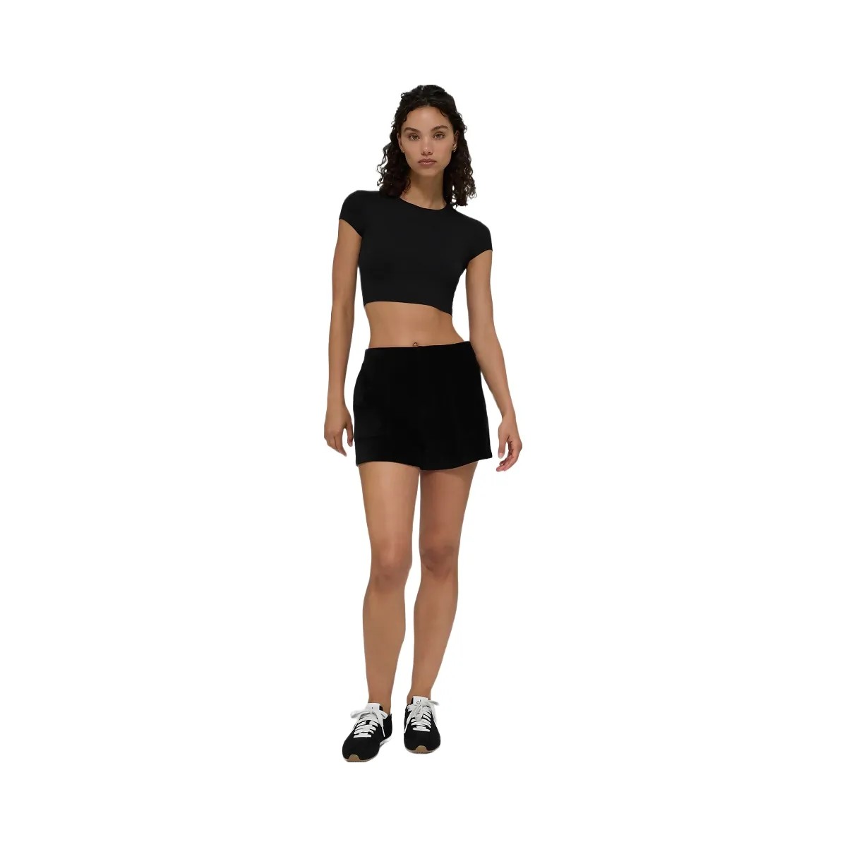 Alo Women's Micro Corduroy On Duty Short - Black - HypeFly India View 4