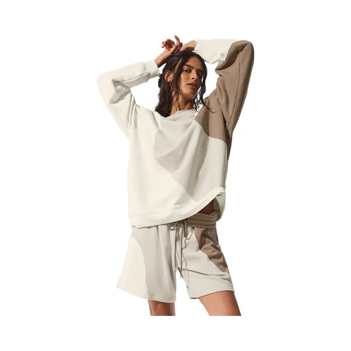 Alo Women's Make Waves Crew Neck Pullover - Ivory/Bone/Gravel - HypeFly India View 1