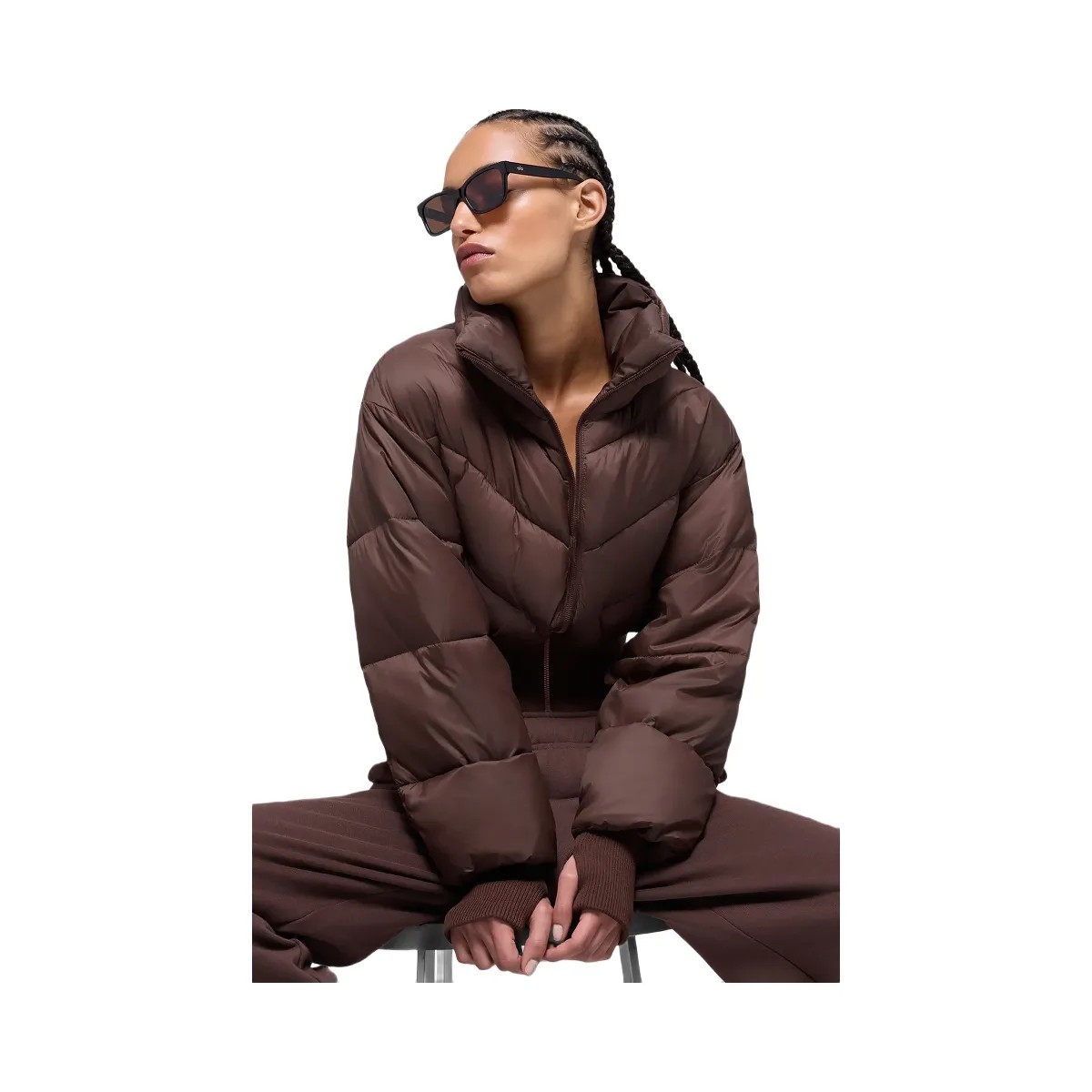 Alo Women's Cropped Atmosphere Puffer - Brownstone - HypeFly India View 4