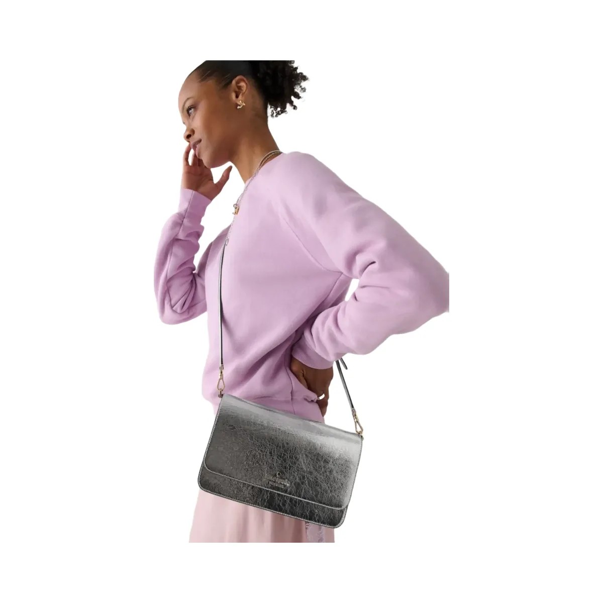 Kate Spade Madison Willow Medium Convertible Crossbody Silver - HypeFly India View 6