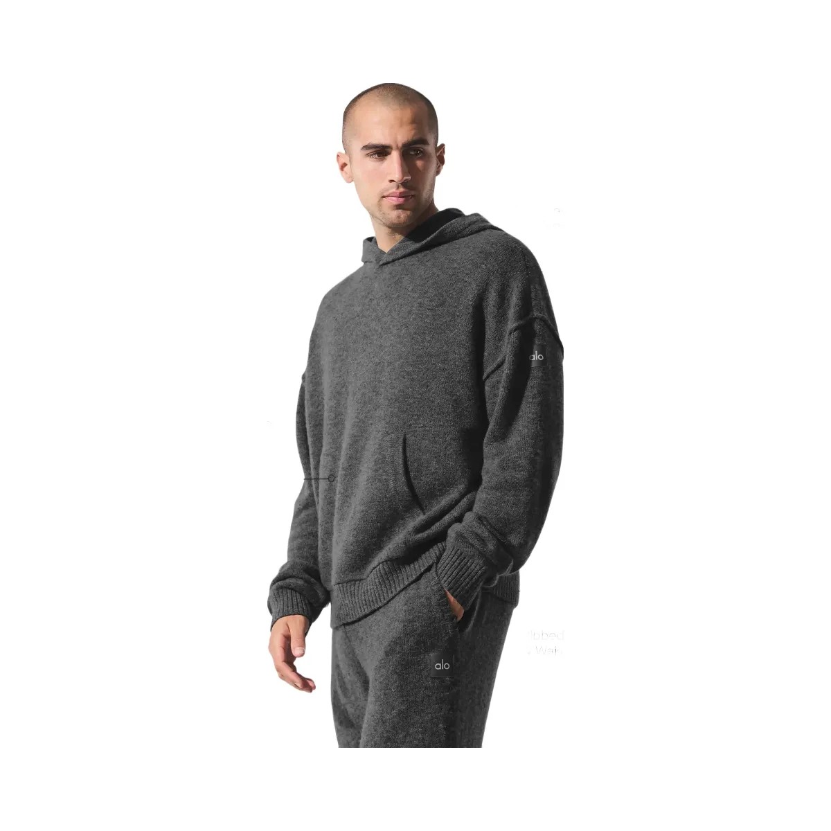 Alo Men's Wool Cashmere New Class Hoodie - Platinum Grey - HypeFly India View 2