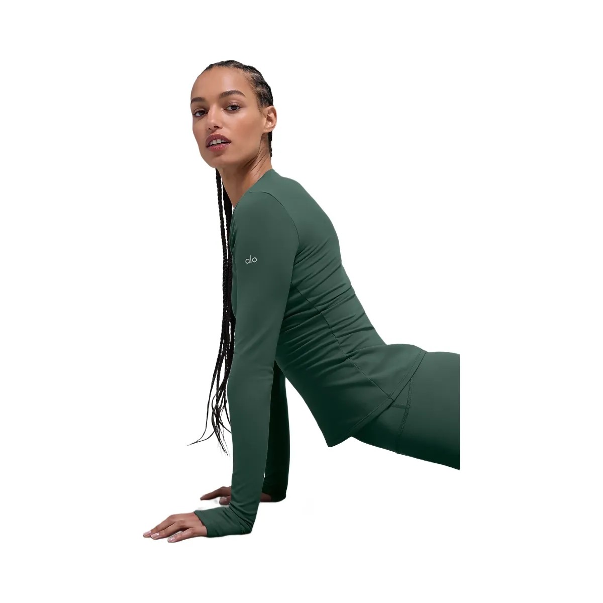 Alo Women's Airbrush Winter Warm Nocturne Long Sleeve - Clover Green - HypeFly India View 4