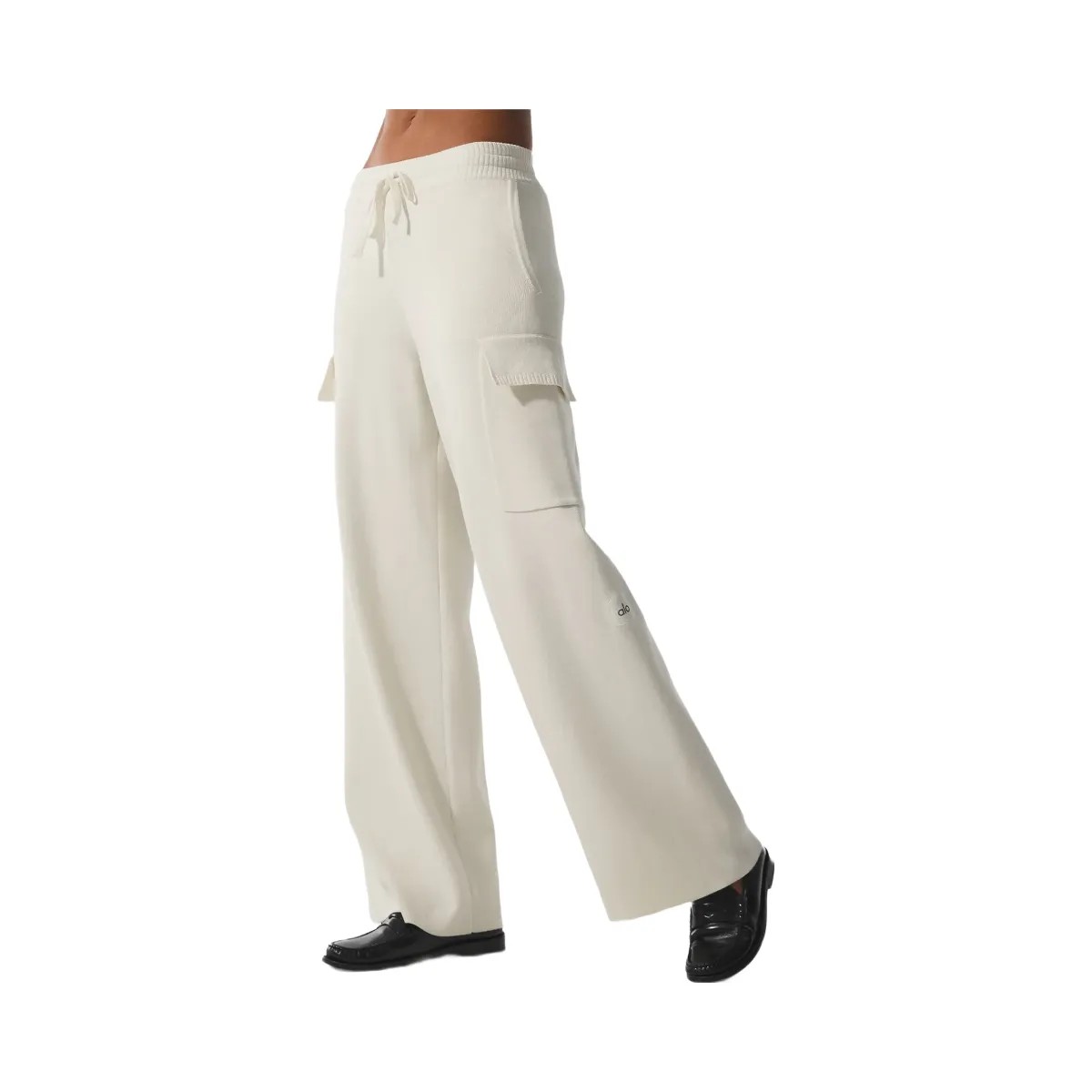 Alo Women's Scholar Knit High-Waist Cargo Pant - Ivory - HypeFly India View 3