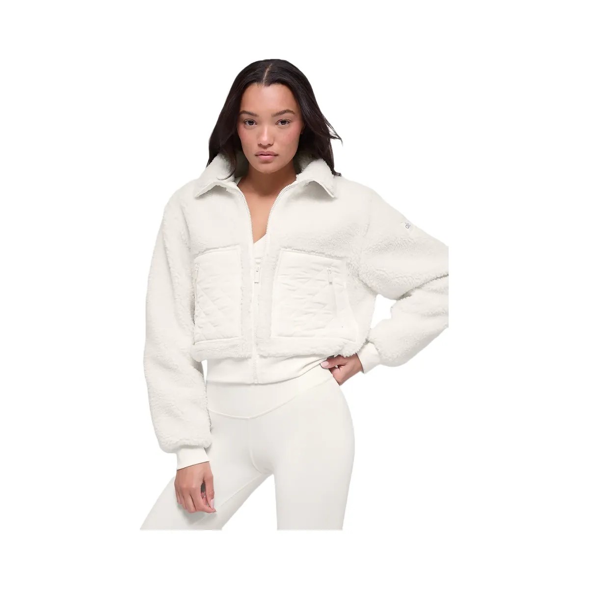 Alo Women's Sherpa Edge Bomber - Ivory - HypeFly India View 1