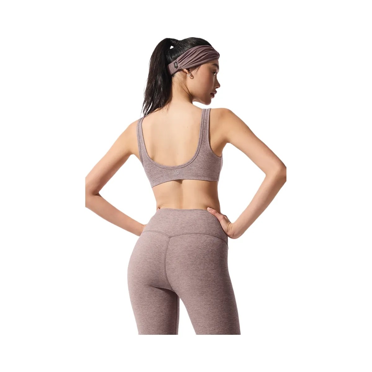 Alo Women's Alosoft Center Stage Bra - Dark Pink Quartz Heather - HypeFly India View 2