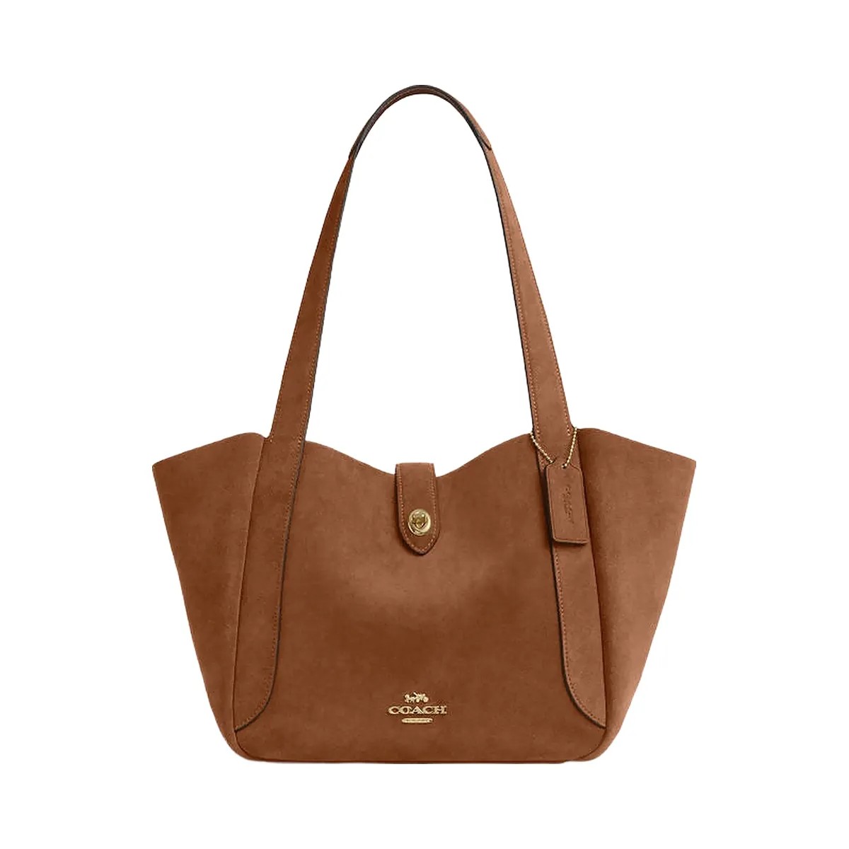 Coach Hadley Turnlock Tote Bag Suede-Gold-Sienna - HypeFly India View 1