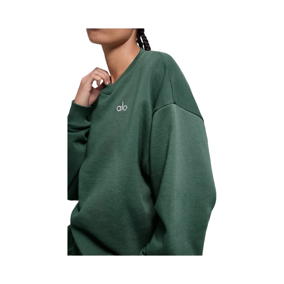 Alo Women's Accolade Crew Neck Pullover - Clover Green - HypeFly India View 3