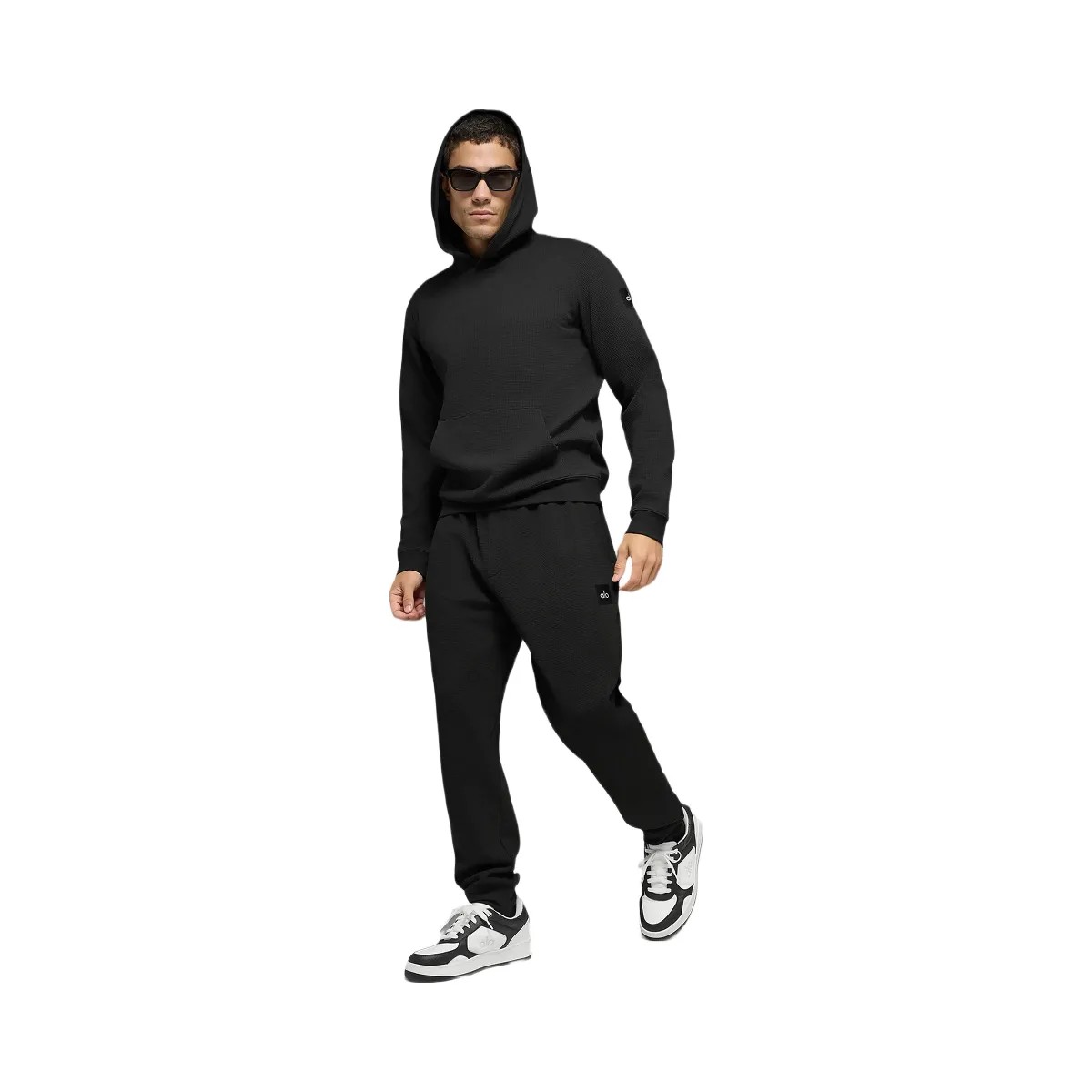 Alo Men's Waffle Lounge Hoodie - Black - HypeFly India View 5