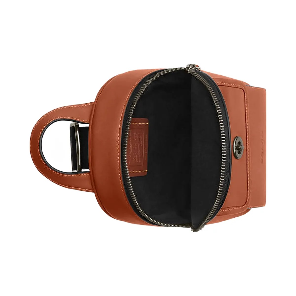 Coach Small Turnlock Sling Pack Smooth Leather-Gunmetal-Tan - HypeFly India View 4