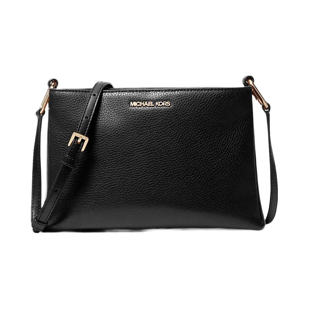 Michael Kors Trisha Medium Pebbled Leather Crossbody Bag Black - HypeFly India View 1