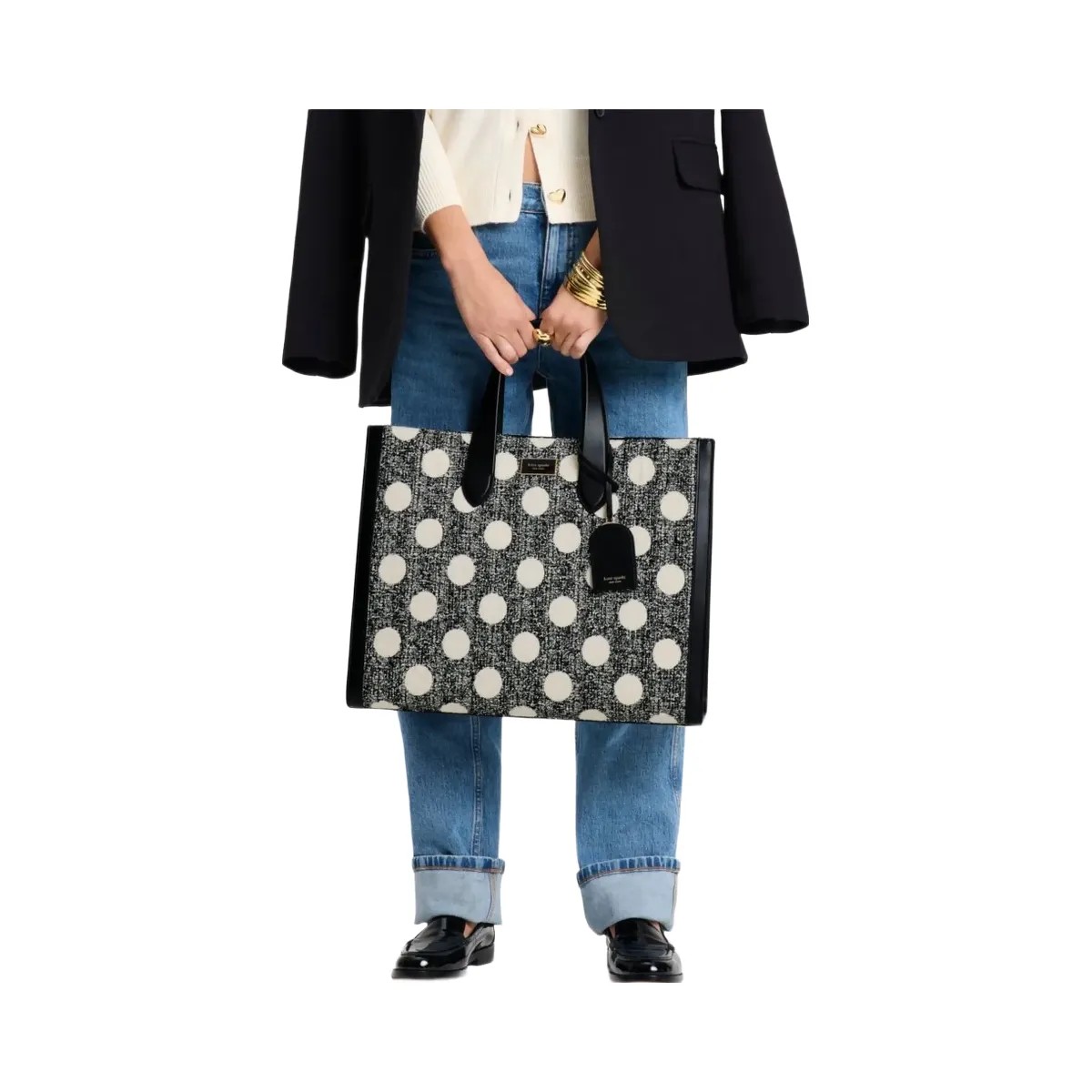 Kate Spade Manhattan Dot Tweed Large Tote Black Multi - HypeFly India View 2