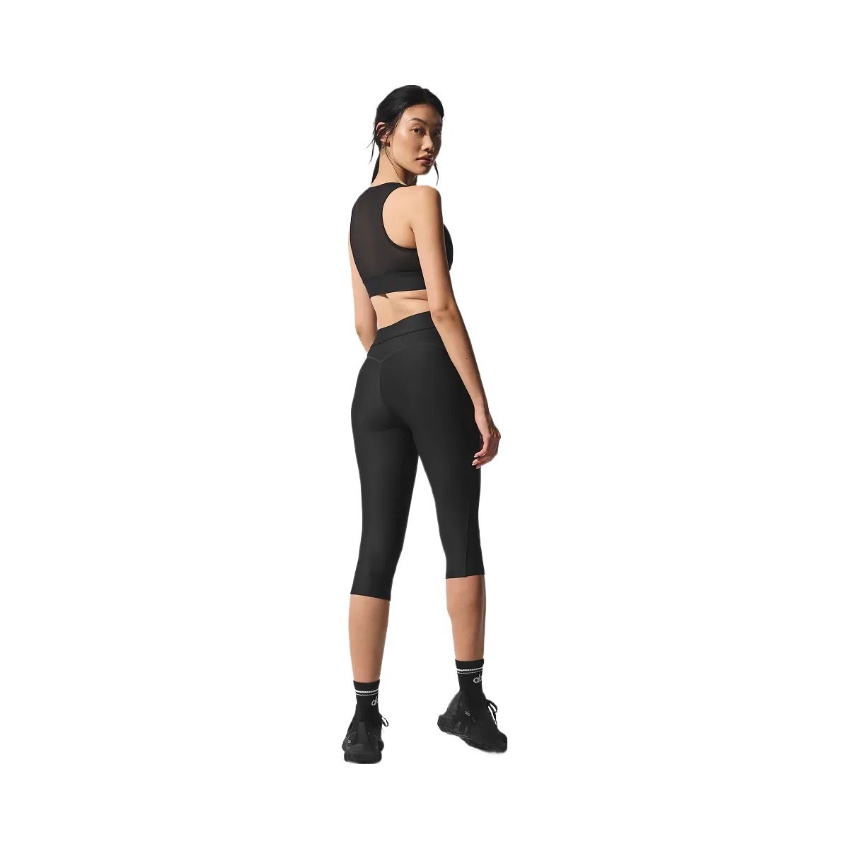 Alo Women's Airlift Mesh High-Waist Just Right Capri - Black - HypeFly India View 3