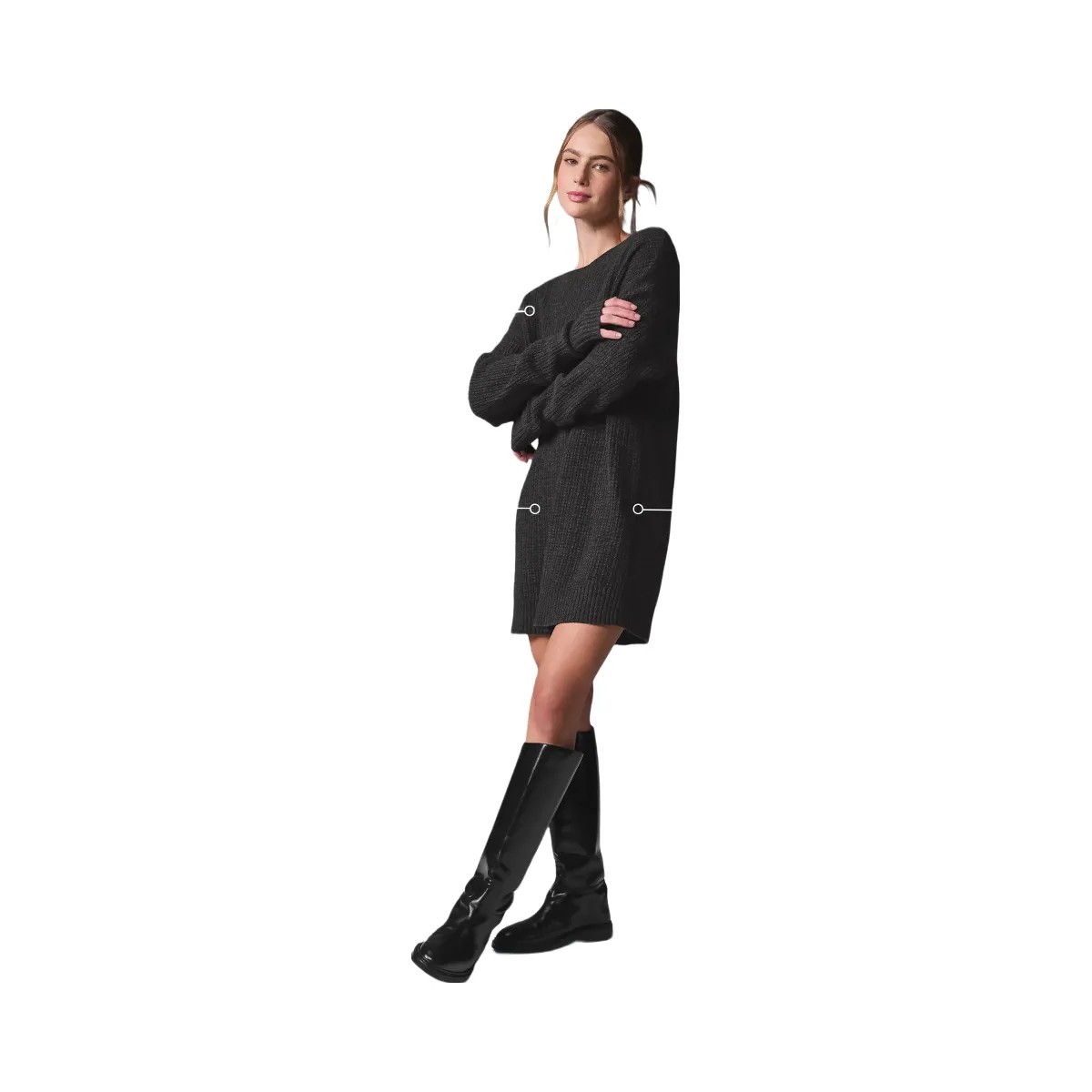 Alo Women's Cashmere Plush Waffle Dress - Dark Heather Grey - HypeFly India View 2