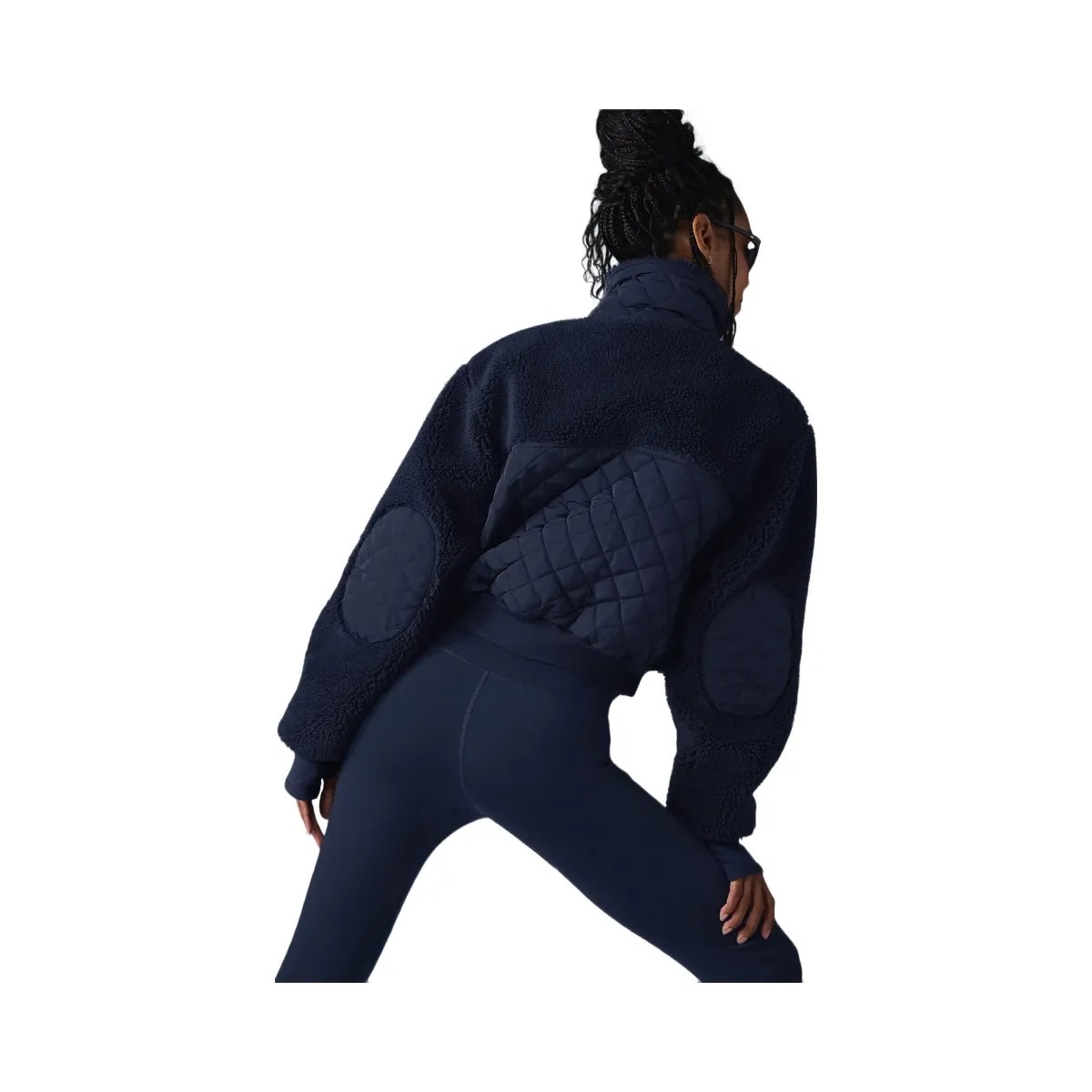 Alo Women's Sherpa Edge Bomber - Navy - HypeFly India View 3