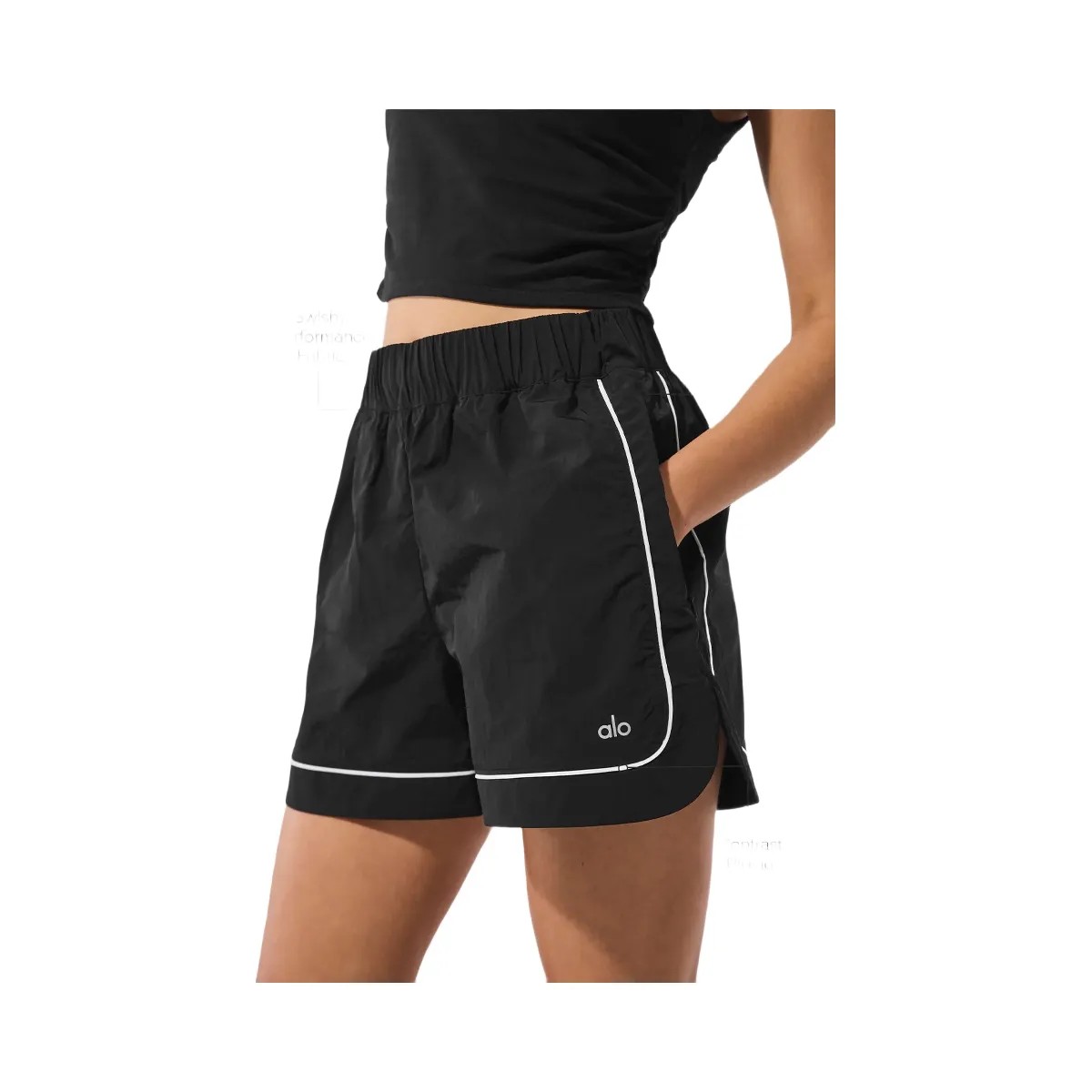 Alo Women's Motivate Track Short - Black/White - HypeFly India View 1