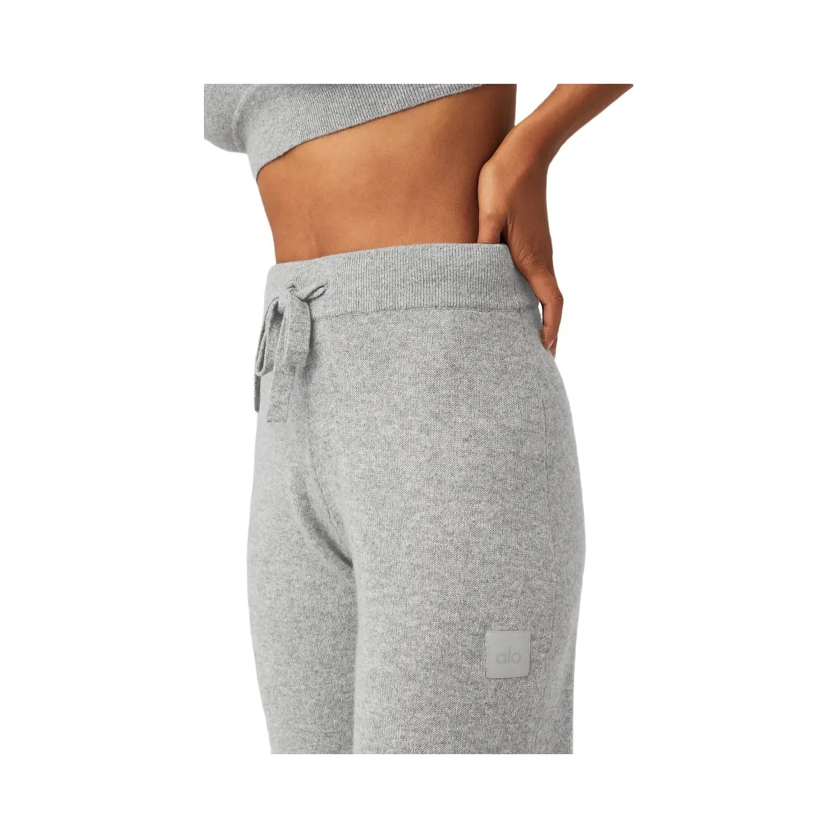 Alo Women's Cashmere High-Waist Jet Set Wide Leg Pant - Dove Grey Heather - HypeFly India View 3