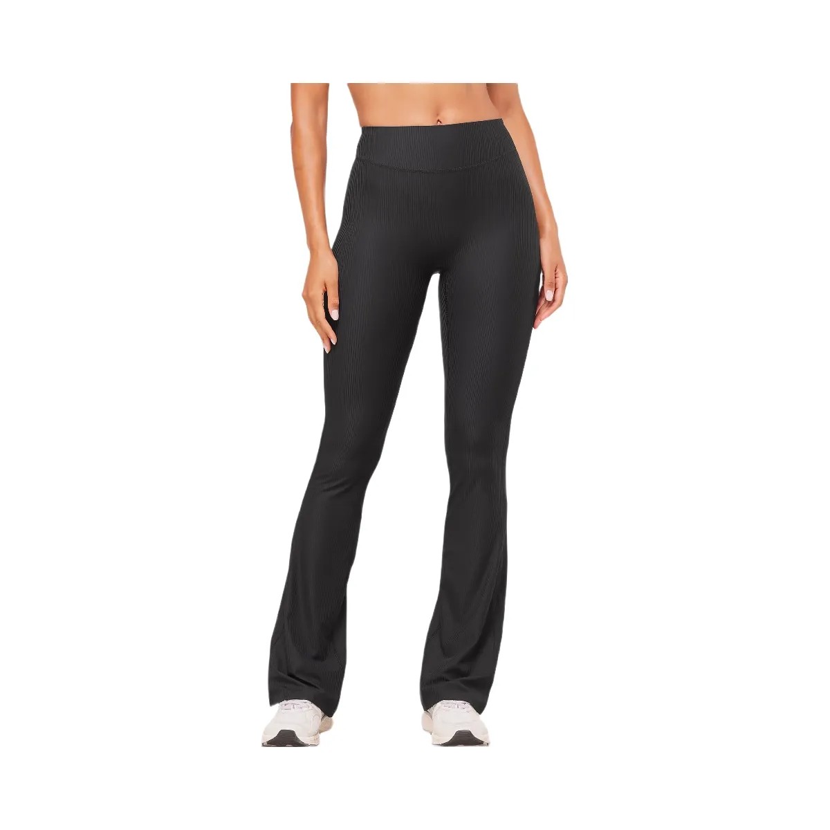 Gymshark Ribbed Flared Legging - Black - HypeFly India View 1
