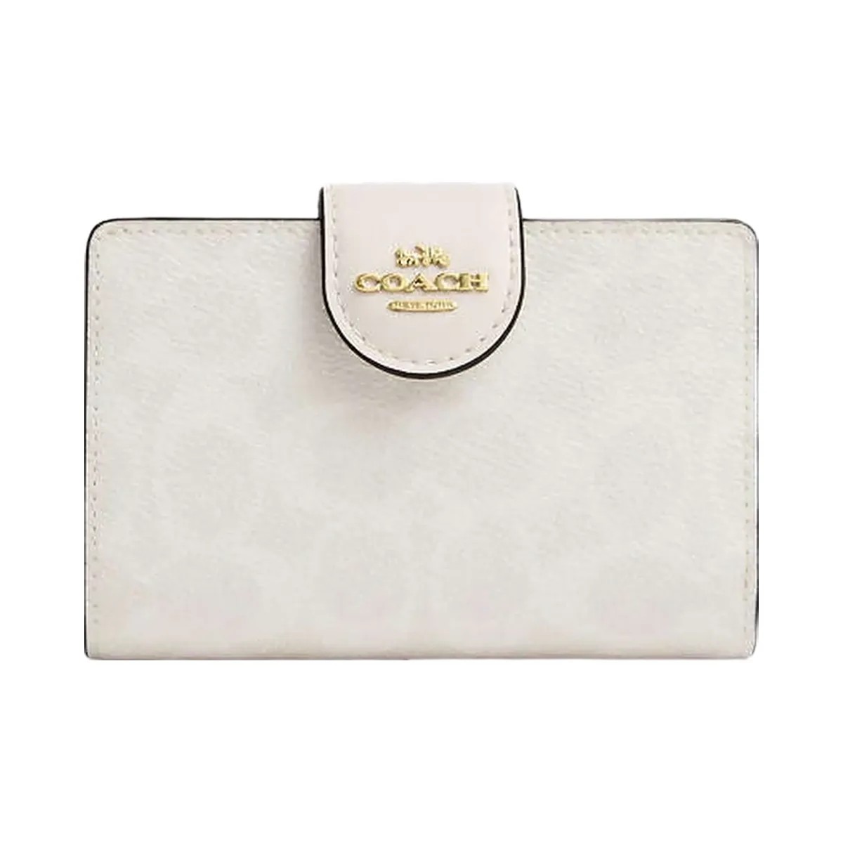 Coach Medium Corner Zip Wallet In Signature Canvas Signature Canvas-Gold-White-Chalk - HypeFly India View 1