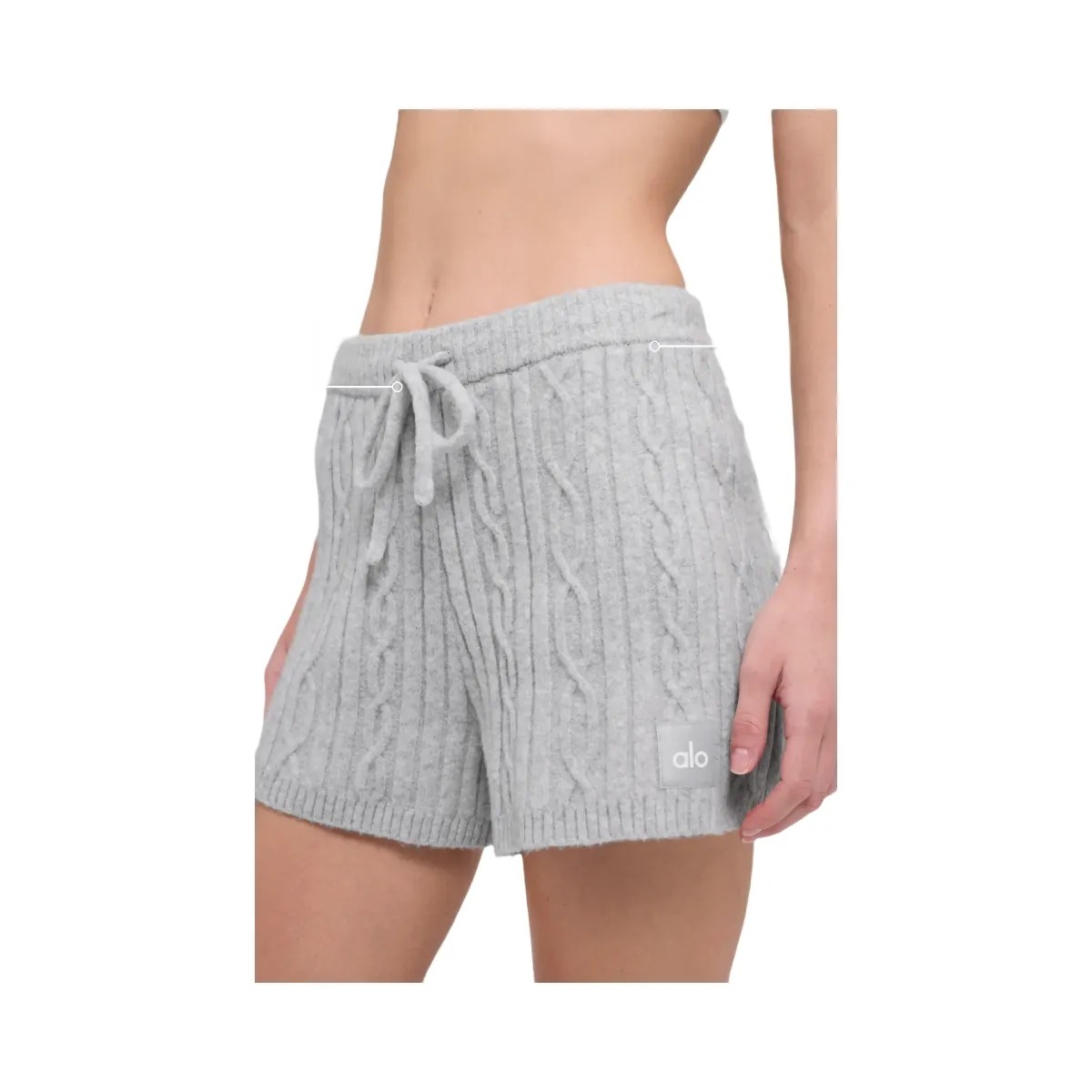 Alo Women's Cable Knit Winter Bliss Short - Athletic Heather Grey - HypeFly India View 2