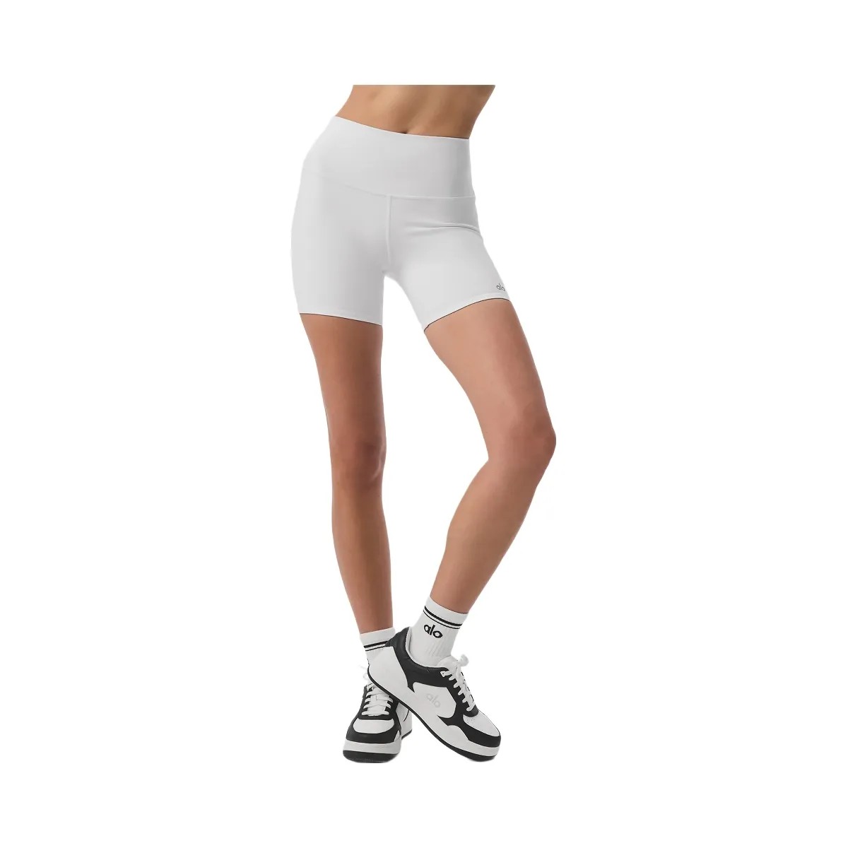Alo Women's 5" Airbrush High-Waist Biker Short - White - HypeFly India View 1
