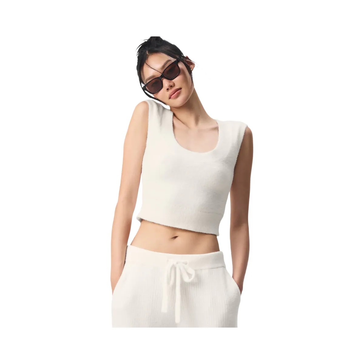 Alo Women's Snuggle Up Sweater Short Sleeve - Ivory - HypeFly India View 1