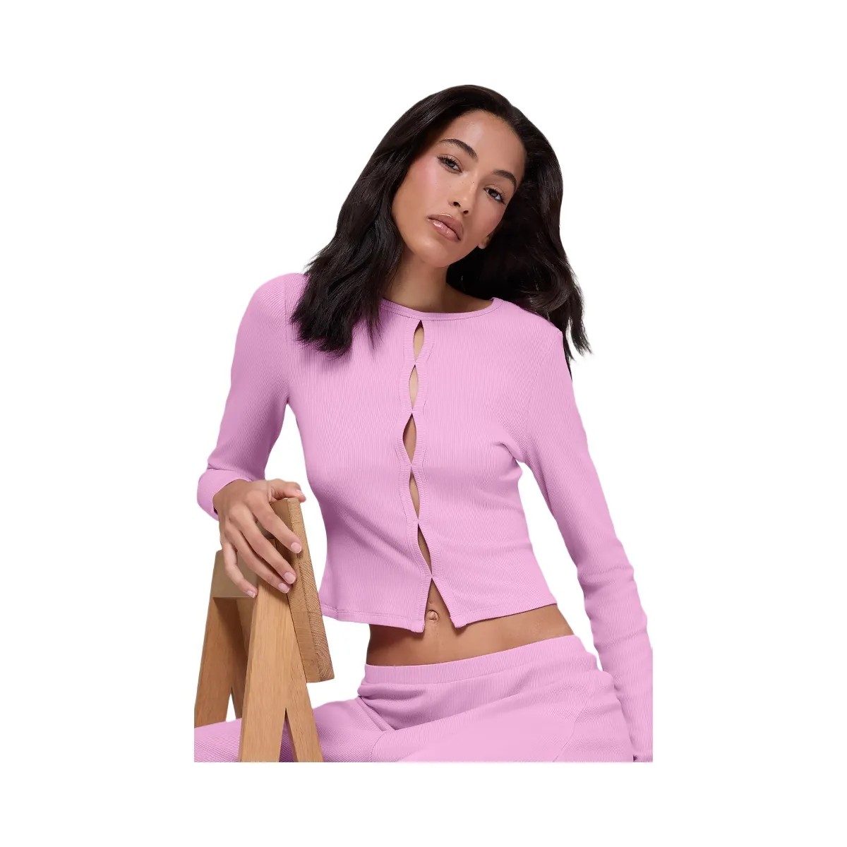 Alo Women's Dreamlight Long Sleeve Top - Candy Heart Pink - HypeFly India View 3