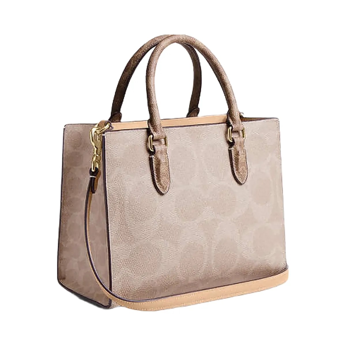 Coach Maggie Small Tote Bag In Blocked Signature Canvas Signature Canvas-Gold-Sand-Tan - HypeFly India View 4