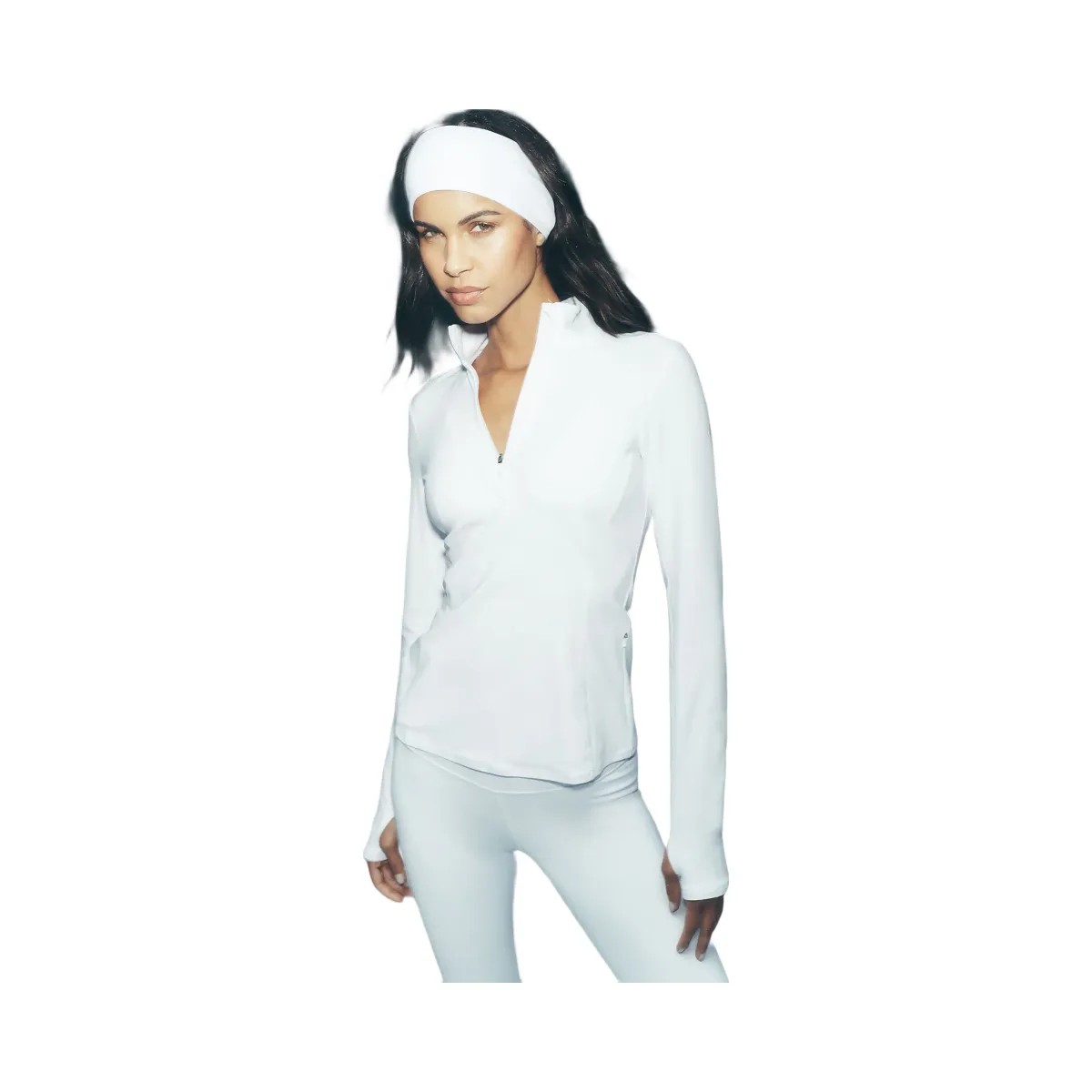 Alo Women's Alosoft 1/2 Zip Rapid Pullover - White - HypeFly India View 5