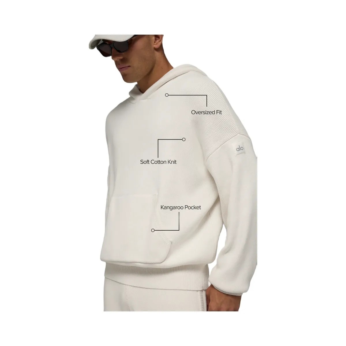 Alo Men's Scholar Hooded Sweater - Ivory - HypeFly India View 2