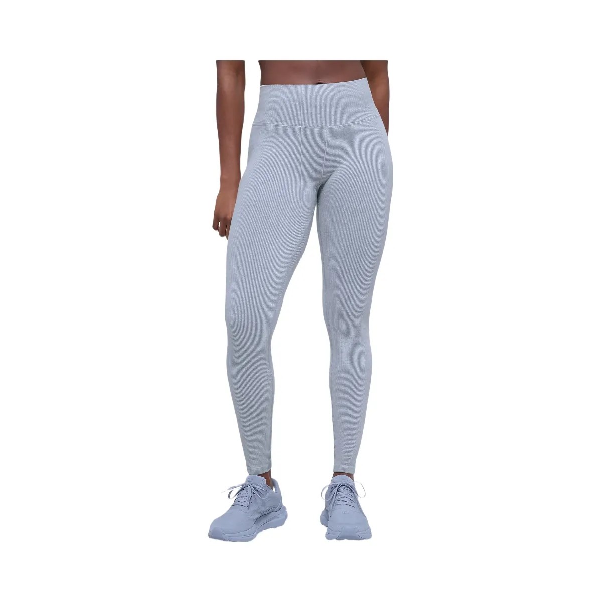 Alo Women's Seamless High-Waist Two Tone Rib Legging - Winter Frost Heather - HypeFly India View 1