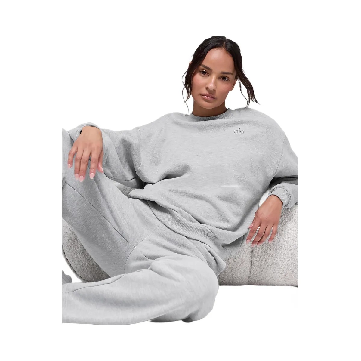 Alo Women's Accolade Crew Neck Pullover - Athletic Heather Grey - HypeFly India View 2