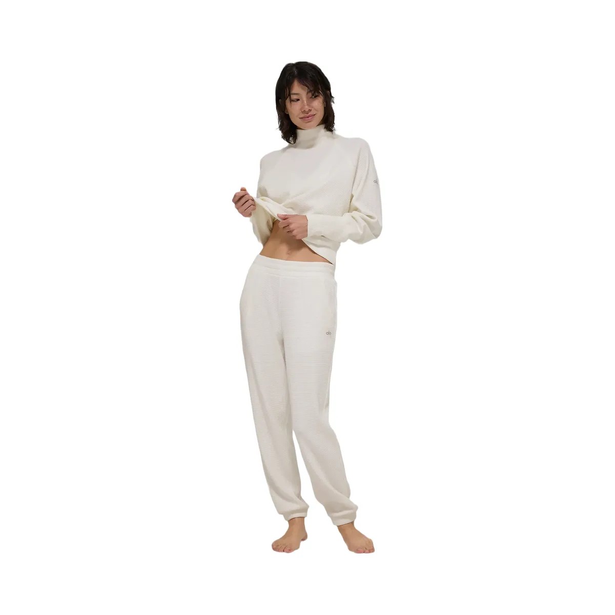 Alo Women's Waffle Weekend Escape Jogger - Ivory - HypeFly India View 4