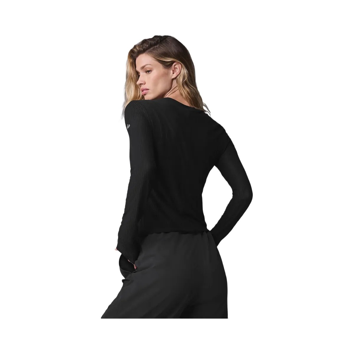 Alo Women's Ribbed Sea Coast Long Sleeve - Black - HypeFly India View 2