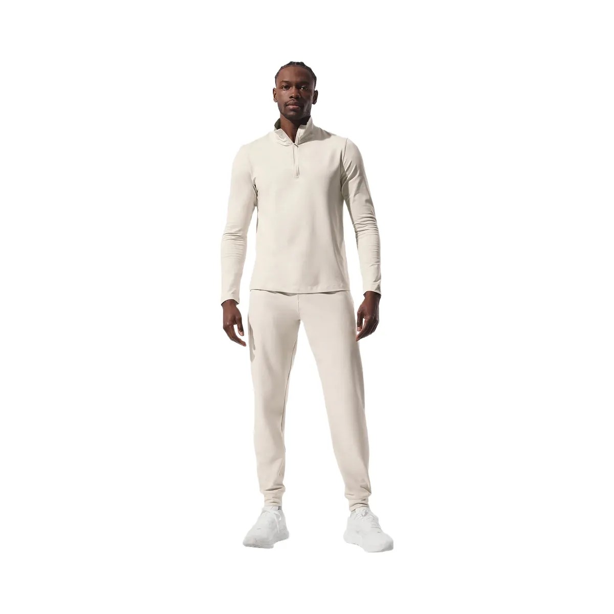 Alo Men's Conquer 1/4 Zip Reform Long Sleeve - Bone - HypeFly India View 3