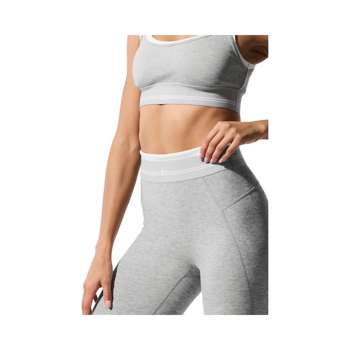 Alo Women's Alosoft High-Waist 7/8 Better Together Legging - Athletic Heather Grey/White - HypeFly India View 3